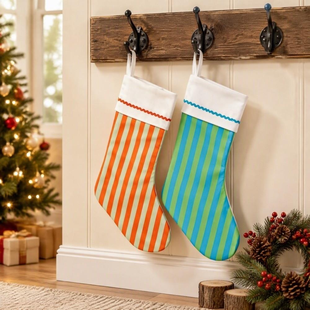 Striped Hanging Gift Bag Fresh-Style Festive Stocking Unique Christmas Gift Sock Holiday Decor