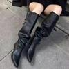 Fashion High Heels Women High Boots Fashion Pointed Toe Leather Shoes Winter 2025 Trend Brand New Goth Chelsea Party Chunky Botas Mujer