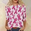 Женская модная повседневная блузка с рукавами 7/8, принтом, свободного кроя, с круглым вырезом