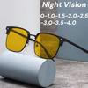 Yellow Lens Night Vision Myopia Glasses High-end Photochromic Near Sight Glasses for Driving Eye Protection Eyewear Diopter +3.5