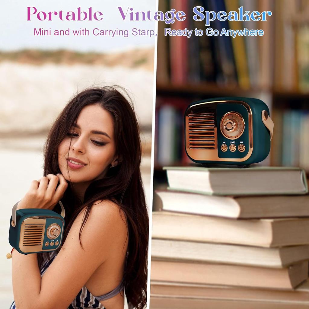 Ретро Bluetooth-динамик, винтажный беспроводной динамик, портативное мини-радио в старомодном стиле, поддержка сопряжения TWS для iPhone, устройств Android
