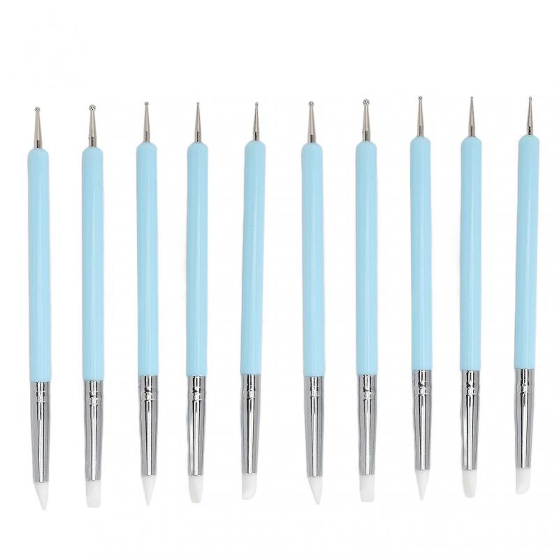 2-pack Double Tips Nail Art Dotting Pen Silicone Head Nail Art Sculpture Polish Carving Pen