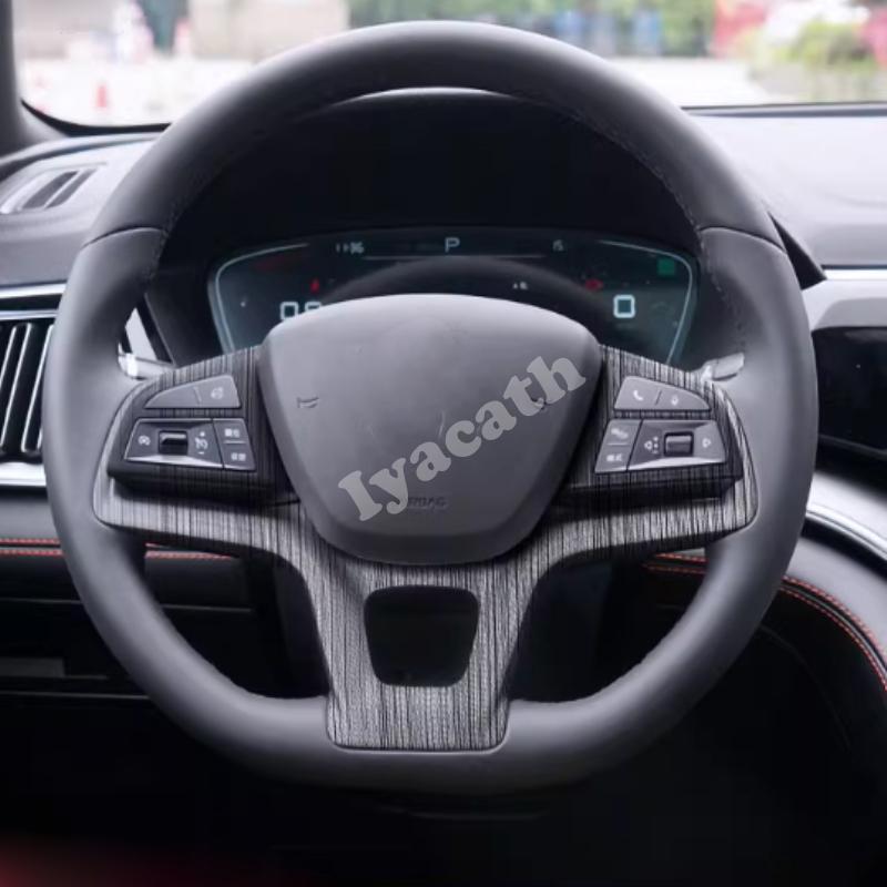 For BYD M6 2025 2026 ABS Carbon Fiber Steering Wheel Button Keys Trim Car Direction control Interior cover Sticker Accessories