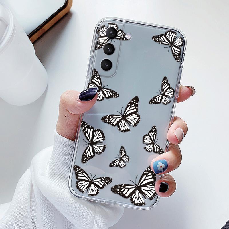Прозрачный чехол для Samsung Galaxy S23 S 23 Ultra S23 Plus Чехол Мультяшные Цветы Мягкий ТПУ Ударопрочный Funda Для Samsung S24+ Сумка