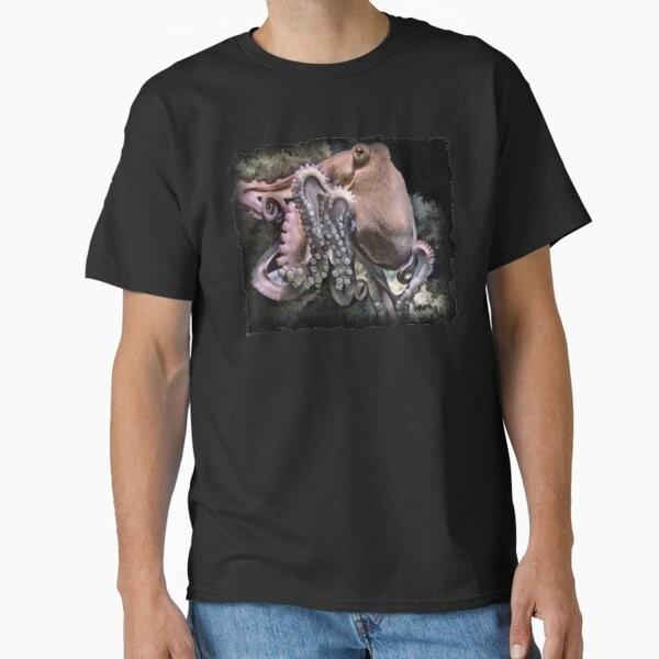 Octopus On Coral Classic Tshirt Made In Usaaus Tshirt S2xl