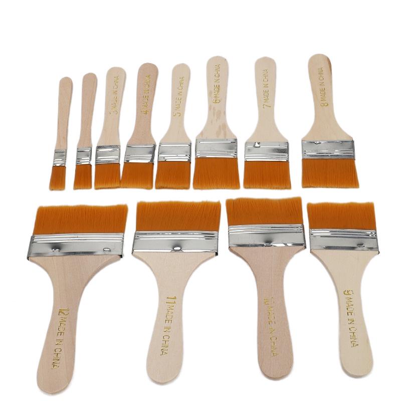 Nylon Hair Oil Painting Brushes Set: 12 Sizes, 5mm Thick Wooden Handles