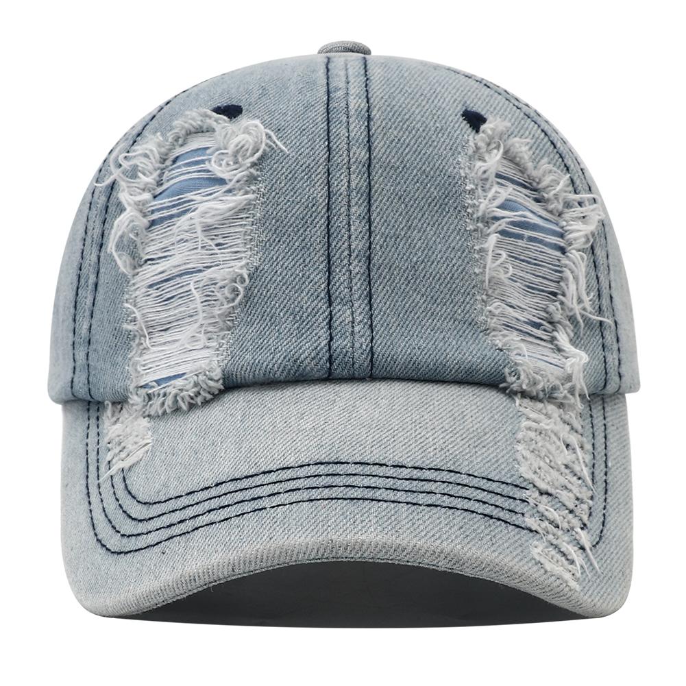 2024 Новая однотонная рваная бейсболка Стильная джинсовая кепка-snapback Хип-хоп Дышащая уличная одежда Потертые кепки для женщин и мужчин