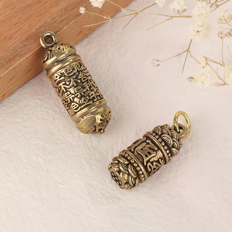 1 шт. полая латунная бутылка Будды сутра цилиндр кулон брелок ручной работы винтажная таблетка контейнер бутылка