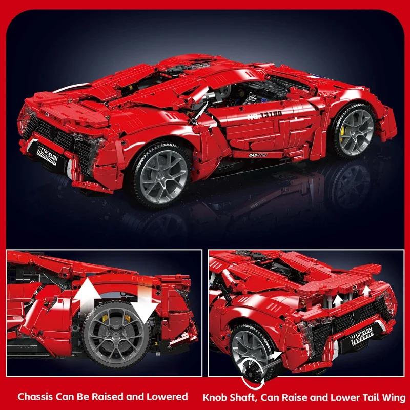Mould King 13190 Технический Автомобиль Игрушки Приложение и Радиоуправление Красный Lyken Sport Гоночный Автомобиль Строительный Блок Сборка Кирпичный Набор Детский Рождественский Подарок