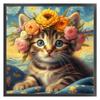 Full Embroidery Eco-cotton Thread 11CT Printed Flower Cat Cross Stitch Kit Art