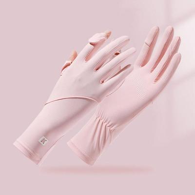 Летние солнцезащитные перчатки женские для вождения Ice Silk защита рукава женские дышащие мягкие длина руки Y7X8