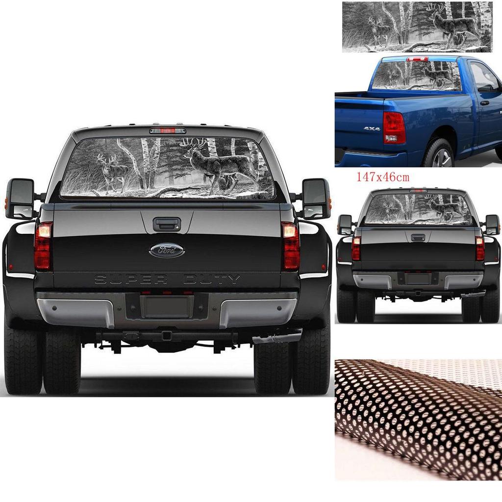 Задний грузовик для окна Лес Олень Автомобильные наклейки Графика Перфорированные