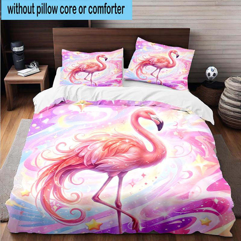 Magical Flamingo Sky 3pcs Bedding,Including 1pc Duvet Cover And 2pcs Pillowcases Perfect for Christmas,Ideal for Bedroom, Dormitory