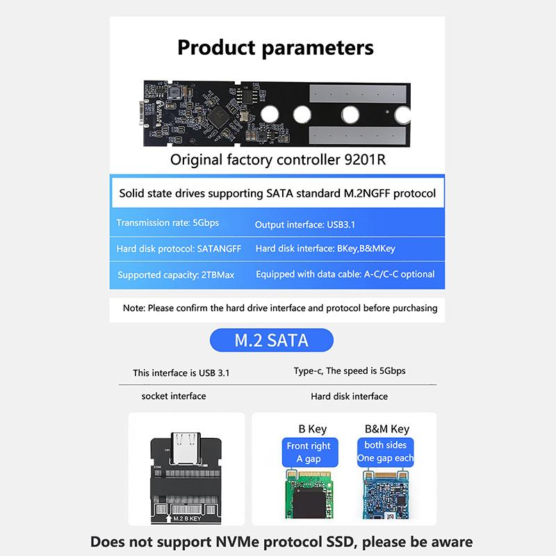 Корпус для M.2 NVMe SSD 10 Гбит/с, корпус для PCIe SSD, портативная коробка для M.2 NVMe PCIE NGFF SATA протокола SSD, металлический внешний адаптер