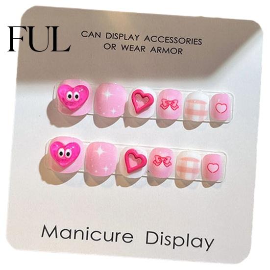 Kids Fun Nail Art 12Pcs Cartoon Stickers Cute Flower Cloud Heart Children Party Decorations Pattern Rhinestones Decals Self-adhesive Fake Nails