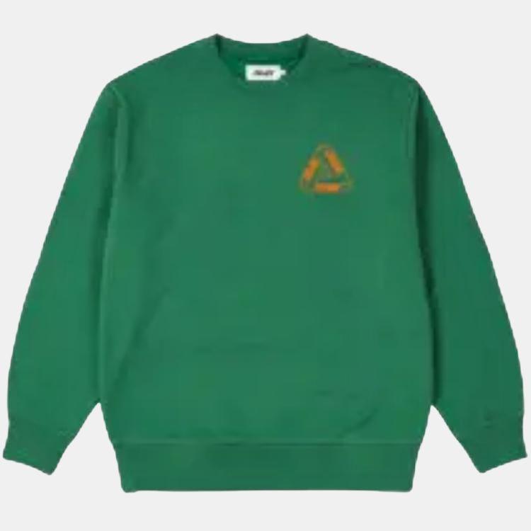 Palace Outliner Дизайнерский свитшот с круглым вырезом и треугольным принтом Унисекс свитшот Зеленый P20CS141