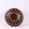 Moroccan PU Leather Pouf Embroider Craft Ottoman Home Modern Footstool Round 55*35cm Artificial Leather Unstuffed Cushion