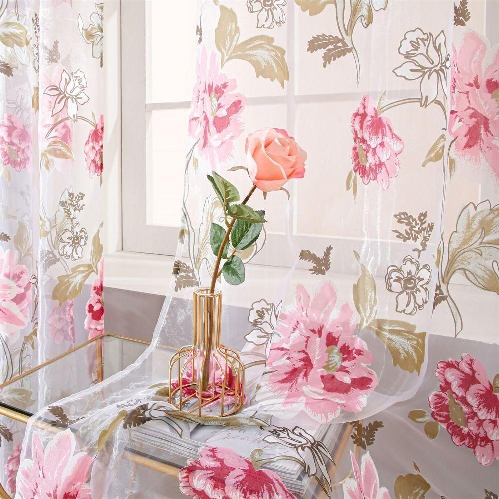 Прозрачные тюльные занавески для окон, цветочные украшения для дома, занавески с вуалью в виде пиона, занавески для гостиной