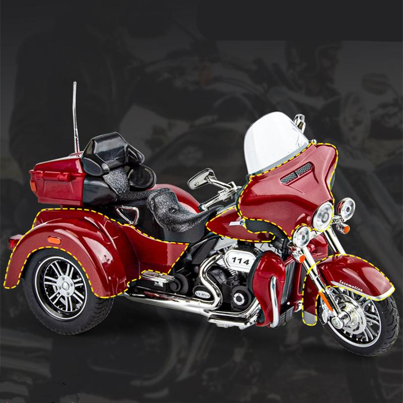 1:9 Cvo Tri Glide Сплав Трехколесный Круизный Путешественнический Мотоцикл Модель Литье под Давлением Уличный Досуговый Мотоцикл Модель Звук Свет Детский Подарок