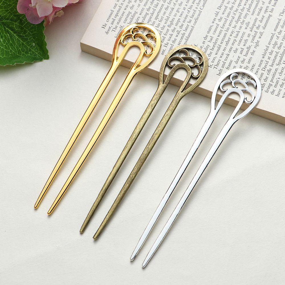 Аксессуары для волос Сплав Инструменты для укладки Двойной волнистый цветок Металлическая палочка для волос Заколка U-образная шпилька