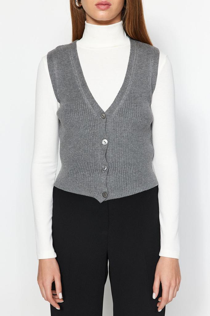 Women's Fashion Stylish Sweater Black Premium Yarn Special Yarn V-Neck Knitwear Vest