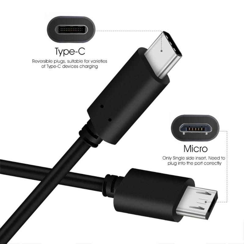 Прочный ПВХ USB Type-C на Micro USB Кабель для передачи данных для Galaxy-S7/-S6, HTC-One и других - 0,5 м 1 м 1,5 м (черный )