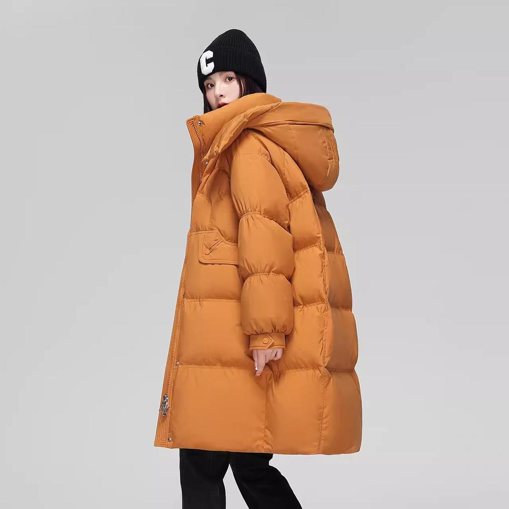 Long Down Jacket Women's Coat 2025 Winter New Fashion Hooded Loose Thickened White Duck Down Knee Coat Tide