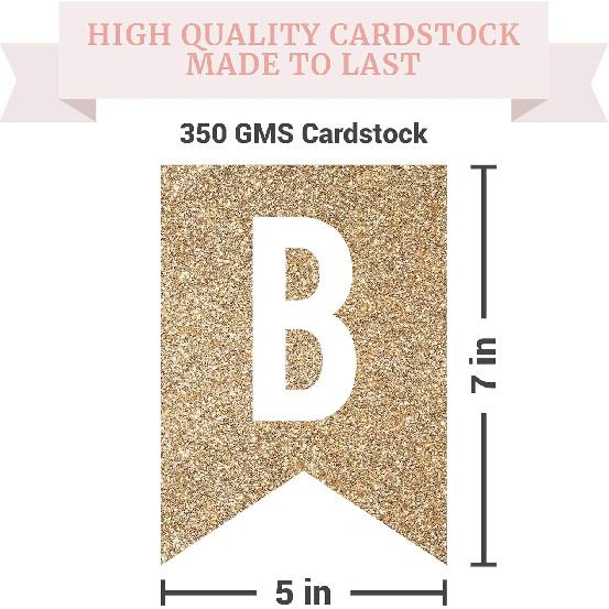Pre-strung Happy Birthday Banner - No DIY - Gold Glitter Birthday Party Banner - Pre-strung Garland on 6 ft Strands - Gold Bday Party Decorations &