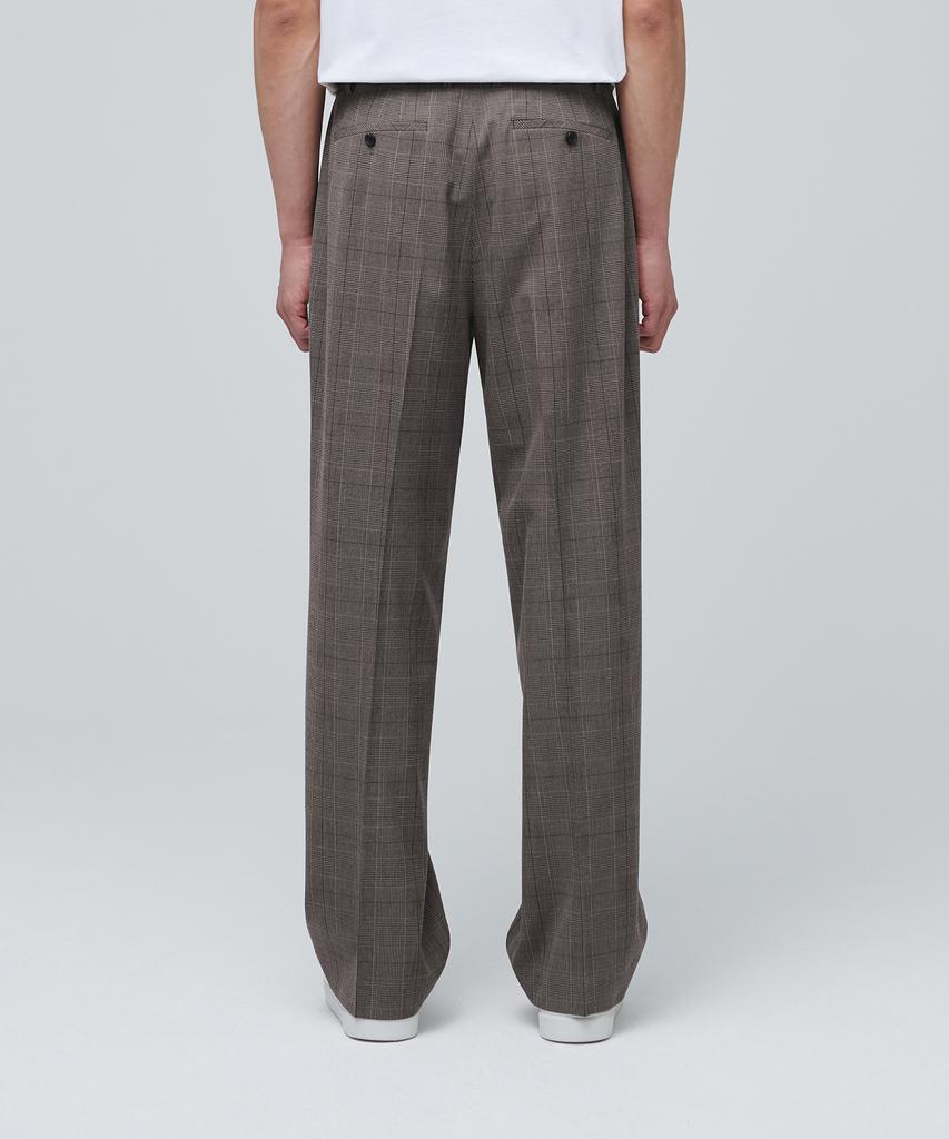 MUSINSA STANDARD Glen Check Wide Hidden Elastic Waist Slacks [Dark Beige]