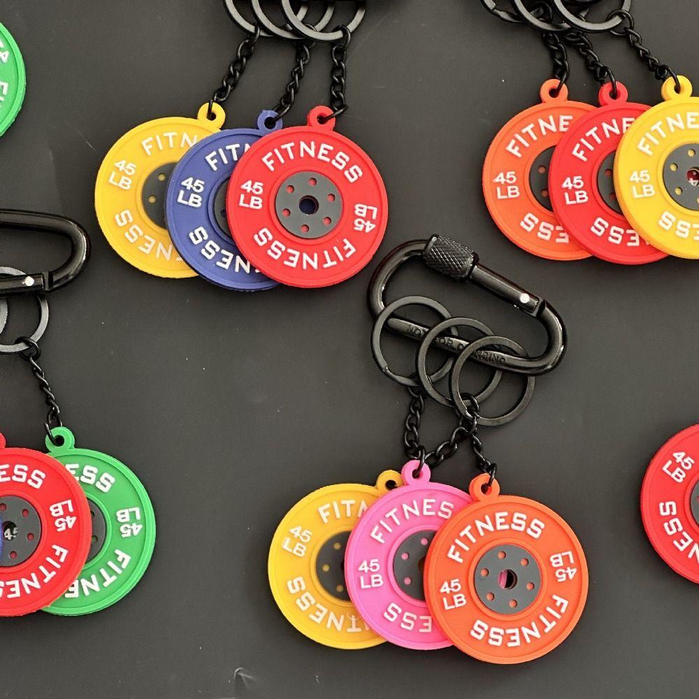 with D-shaped Carabiner Barbell Plates Key Chain 3-in-1 Fitness Series Pendant Fitness Prople