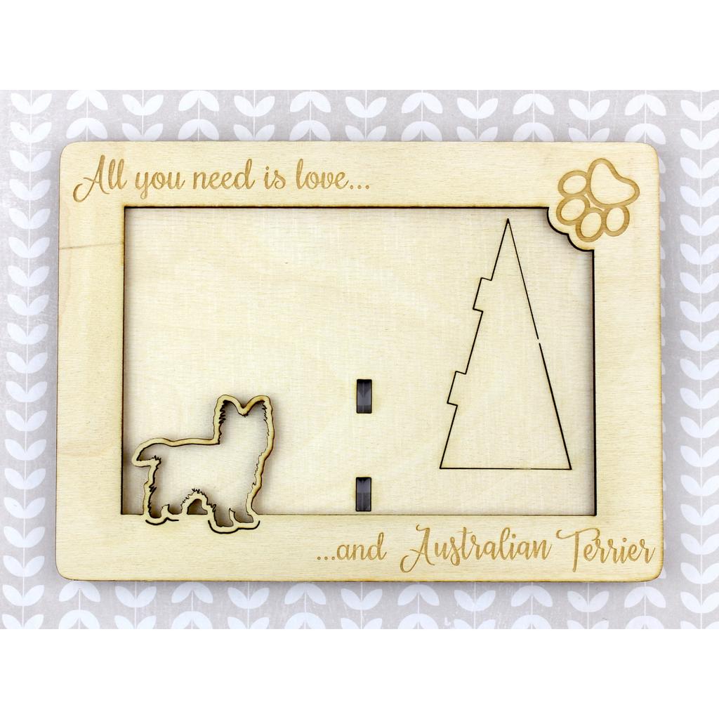 Australian Terrier, Aussie - Photo frame, engraved wooden frame, a lovely gadget for the dog lover by Art-Dog
