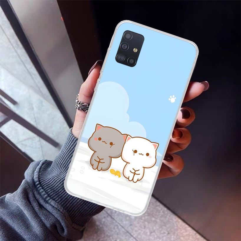 Cute Peach Goma Cat Phone Case For Samsung Galaxy A12 A52S A42 A32 A22 A51 A50 Note 20 Ultra 10 S10 Plus A71 A70 A31 A30 A10S Ga