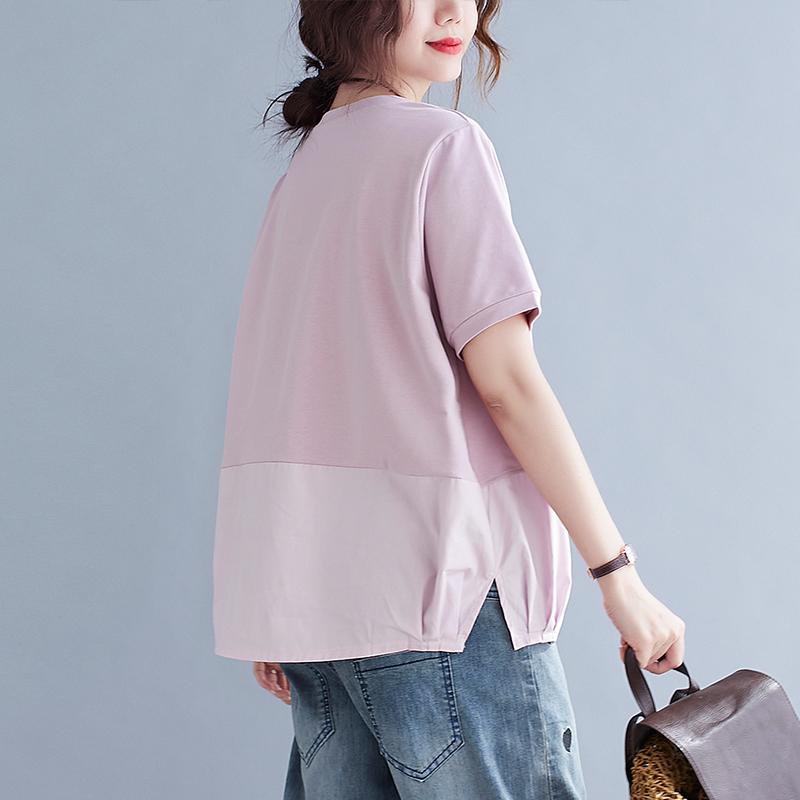 Dimanaf Лето 2023, женская футболка, хлопковая футболка с летучей мышью, модные лоскутные топы, футболки, рубашка-туника, свободные карманы, повседневные однотонные топы и футболки большого размера, желтые