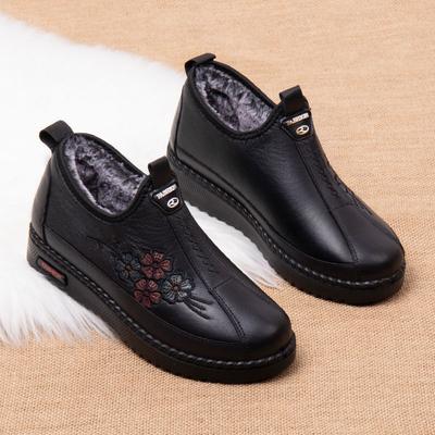 Старая северная тканевая обувь женская зимняя нескользящая для среднего и пожилого возраста теплая хлопковая обувь мягкая подошва флисовая обувь для пожилых людей вышитая бабушкина котто