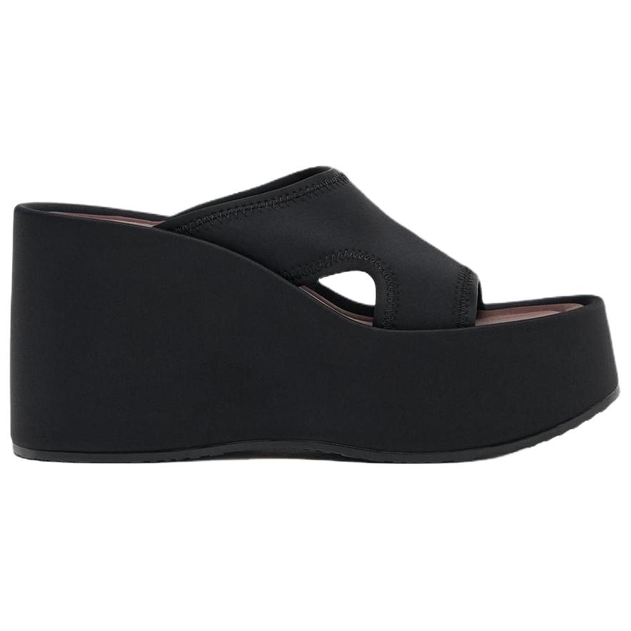 Zara Минималистичная мода, декорированные строчкой, танкетки, сабо, женские сандалии, черные 3344510800