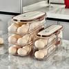 Automatic Rolling Egg Container Fridge Storage Box Food Grade BPA Free Transparent Stackable Fridge Organizer