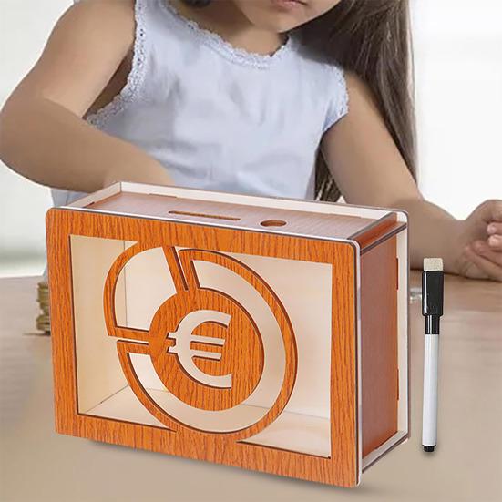 Деревянная копилка со счетчиком-маркером, большая емкость, фунты стерлингов в долларах США, копилка, контейнер для монет, контейнер для наличных денег, банка для экономии денег для детей и взрослых