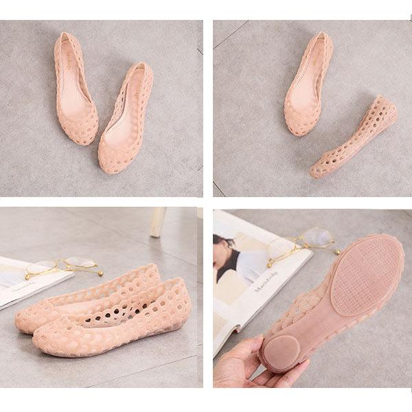 Summer Hollow Nurse Jelly Shoes Ladies Non-slip Flat Beach Shoes Mother Hole Sandals