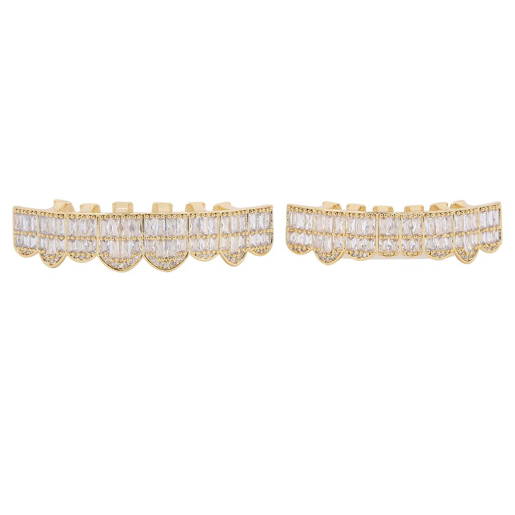 GoldPlated Brass Hip Hop False Teeth Set Halloween Festival Teeth Decoration Brace(Gold )