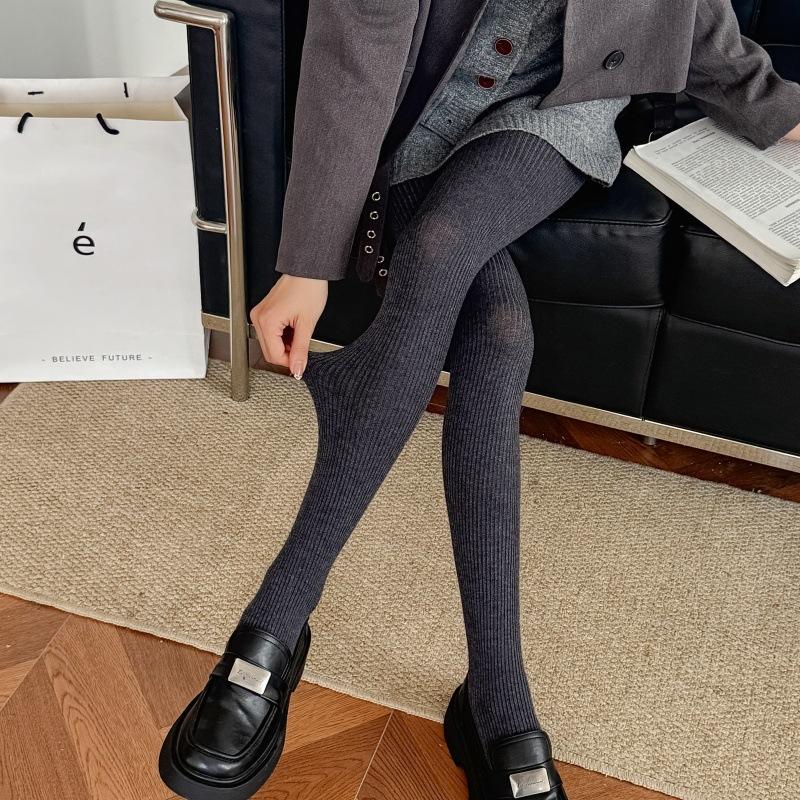 Шерстяные носки Простые вертикальные полоски Утягивающие колготки Теплые шерстяные леггинсы