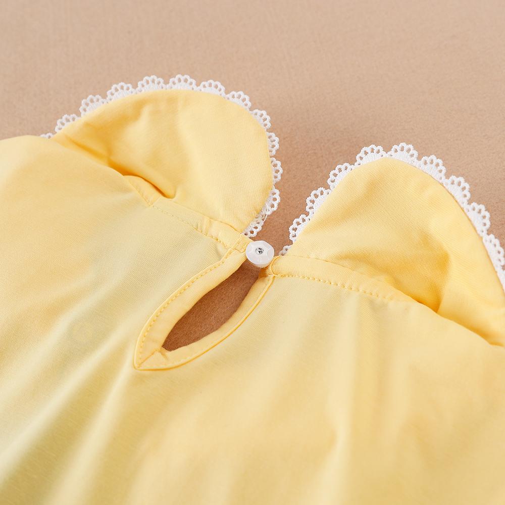 Girls Summer Shirt 2024 New Kids Cotton Clothes School Children Striped Tie Front Lace Trim Peter Pan Collar Puff Sleeve Tee