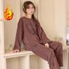 Women's Cartoon Wool-Silk Flannel Pajamas: Autumn/Winter 2025 Warm Outdoor-Friendly Set