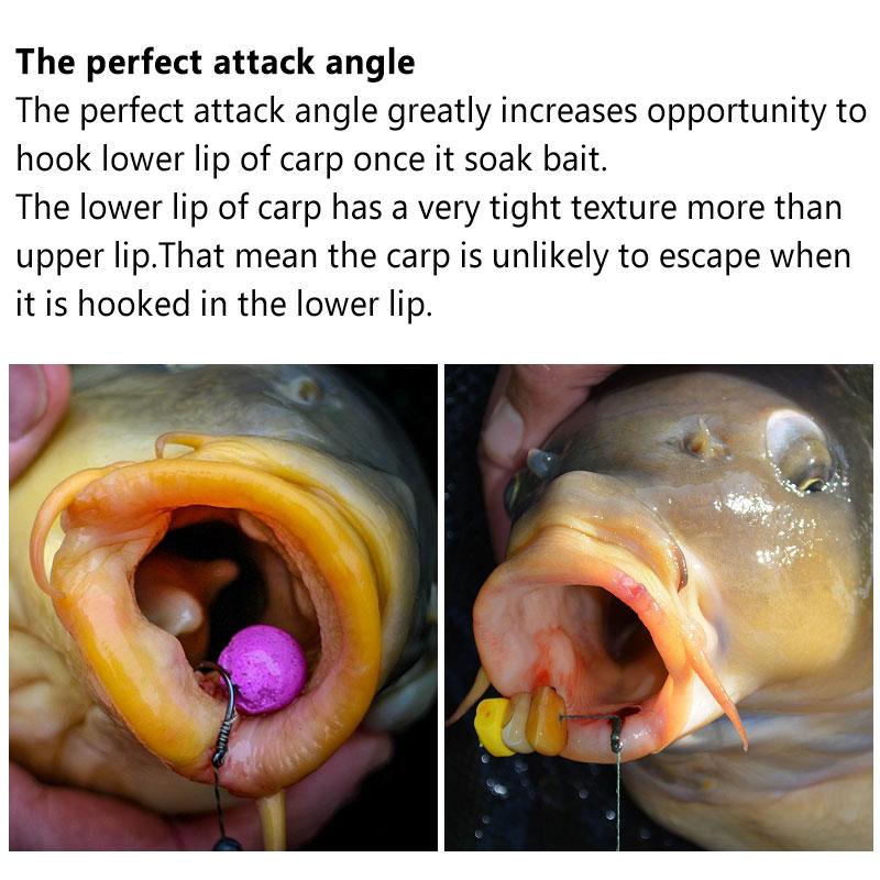 6 шт. рыболовная оснастка для ловли карпа, рыболовный крючок с зазубринами/без зазубрин, с защитой от запутывания лески, поворотный механизм QC, размер 2/4/6/8 для рыболовных снастей