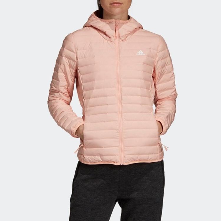 Adidas Теплая спортивная куртка-пуховик с капюшоном зимняя женская куртка ярко-розовая DZ1496