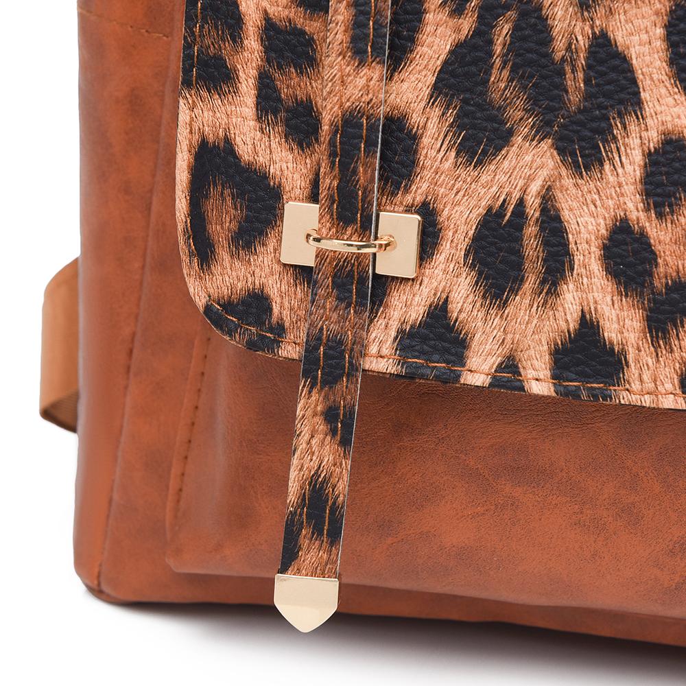 Винтажный рюкзак с леопардовым принтом, женская сумка через плечо, студенческий рюкзак