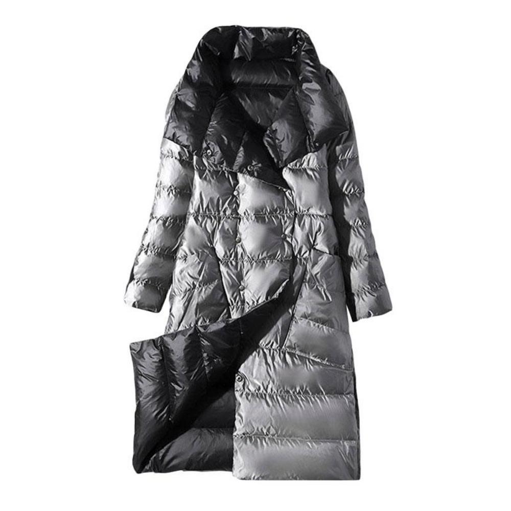 Двусторонний длинный пуховик Водолазка весна-осень Белая теплая парка на утином пуху Черный Золотой Серый Голубой Зеленый Белый S-5XL