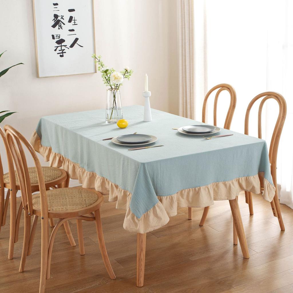 Скатерть из 100% хлопка, моющаяся скатерть для свадебной вечеринки, обеденного банкета, украшения, роскошная скатерть с оборками, вышитая