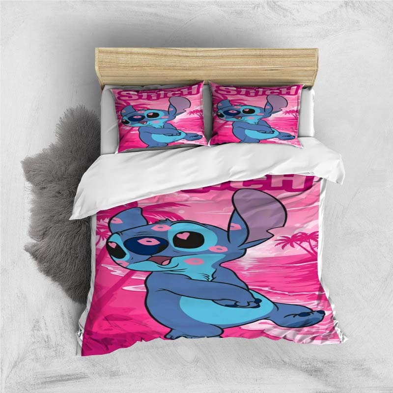Mini Kawaii (Stitch) Bedding Set, Cartoon Duvet Cover and Pillowcases, Soft and Comfortable, Customizable.