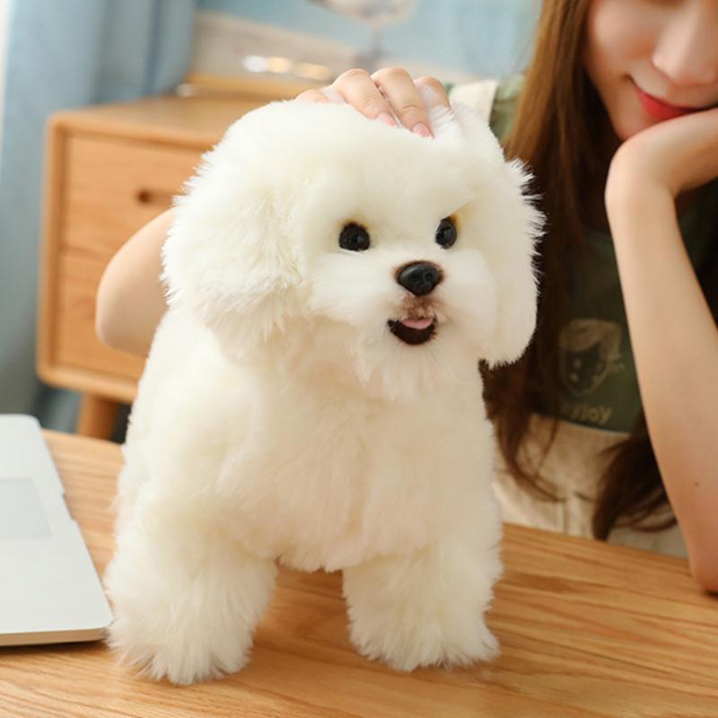Симуляция Бишон Фризе Игрушки Собака Кукла Милый Спящий Игрушки-Спиннеры Собака Мягкая Плюшевая Игрушка Щенок Интерактивный Сопровождающий Товары для Питомцев Продукт