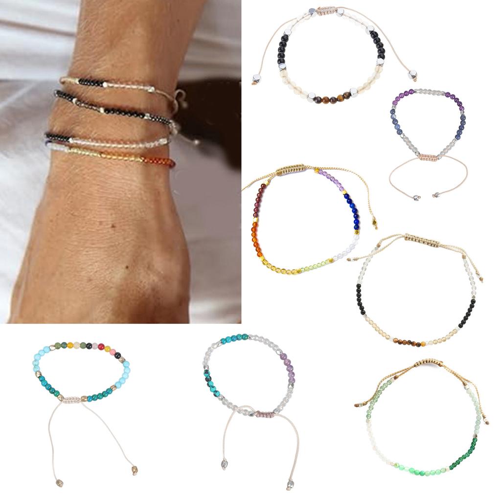 Handmade Beaded Bracelet Colorful Chakra Bracelet Healing Balance Natural Stone Bead Bangles for Positive Energy